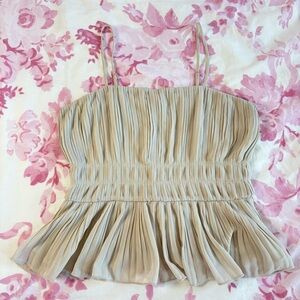 Naked Zebra tan peplum blouse